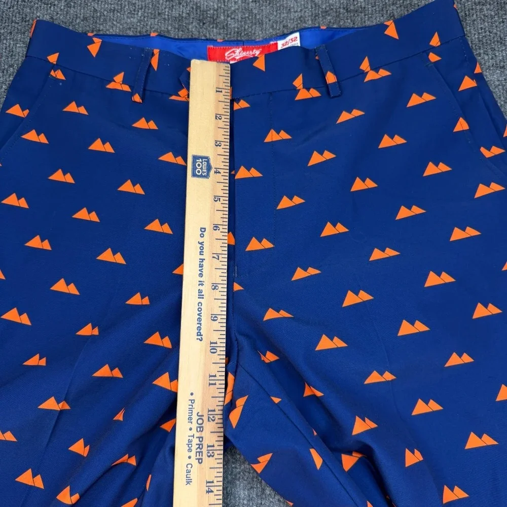 Shinesty Pants Men 32x32 Blue Orange Mountain Print Dress Pants Polyester